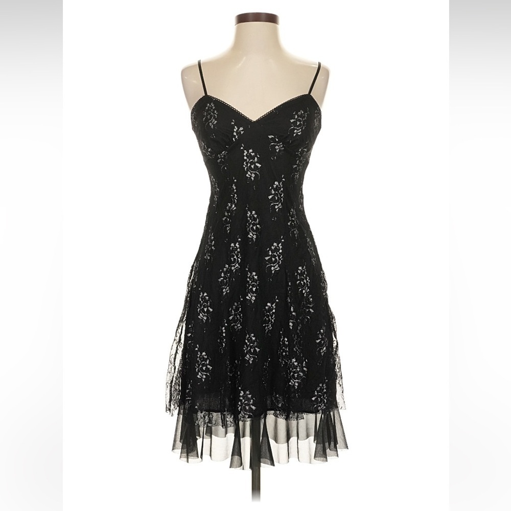 VTG Wet Seal Floral Chiffon Mini Dress Lace Floral Goth Betsey Johnson y2k 2000s